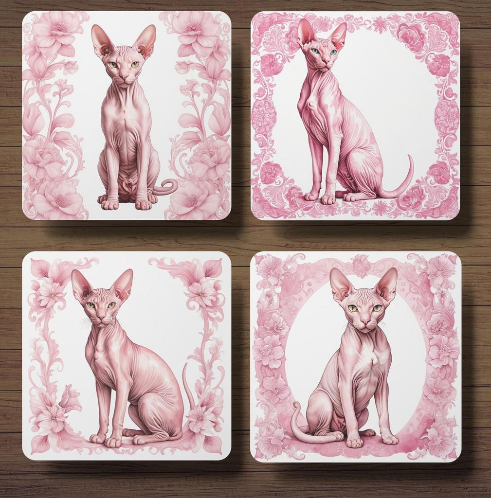 Sphynx Delfts Roze onderzetters met houder, Ophalen of Verzenden, Nieuw, Glas of Kopje