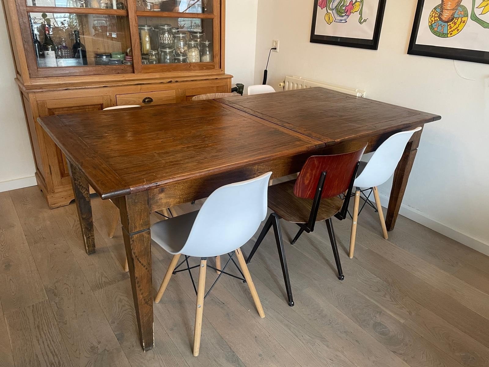 Uitschuifbare eettafel teakhout, Huis en Inrichting, Tafels | Eettafels, Ophalen, Gebruikt, 50 tot 100 cm, Vijf personen of meer