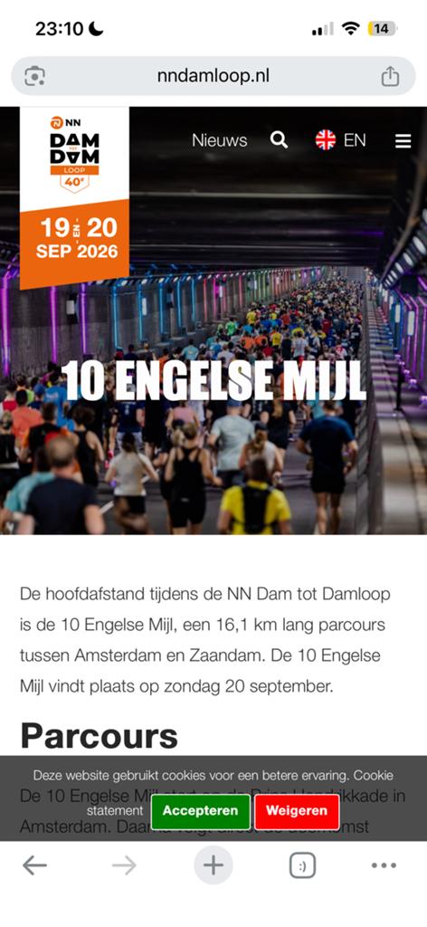 Damloop 10 mile met herenshirt xl, Ophalen of Verzenden, Nieuw, Overige typen, Overige merken