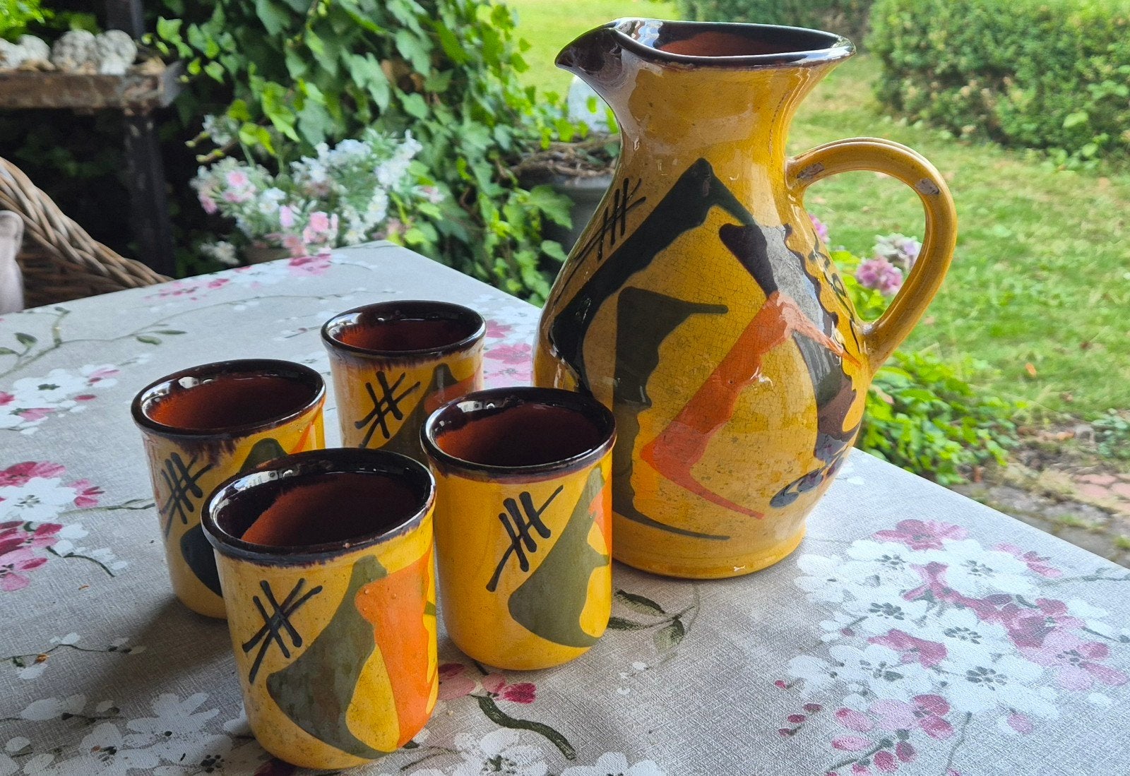 Thomas Buxó Keramische kan met bekers - retro vintage design, Ophalen of Verzenden