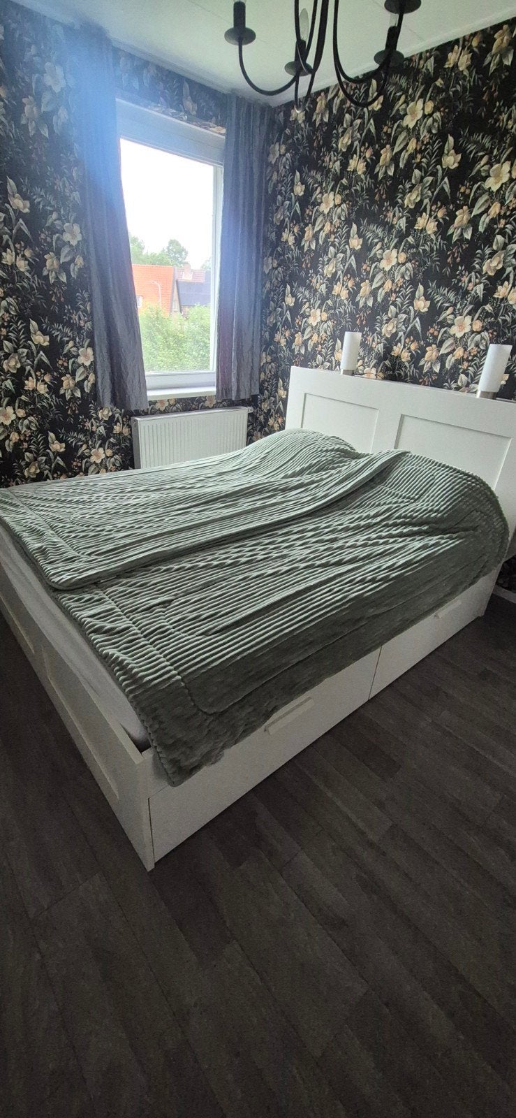 IKEA Brimnes bed met lades en hoofdeinde (160x200 cm), Gebruikt, Wit, Tweepersoons, Ophalen of Verzenden