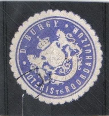 Roordahuizum - Notaris zegel D. Burgy, Verzenden, Gebruikt