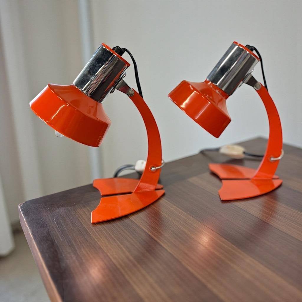 Set van 2 vintage oranje tafellampjes /nachtlampjes  'Maxam', Ophalen