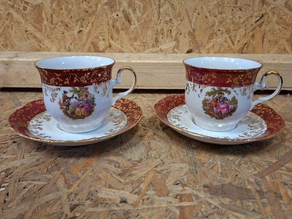 2 vintage kop en schotels HK Bavaria handarbeit 24 karaat, Ophalen of Verzenden