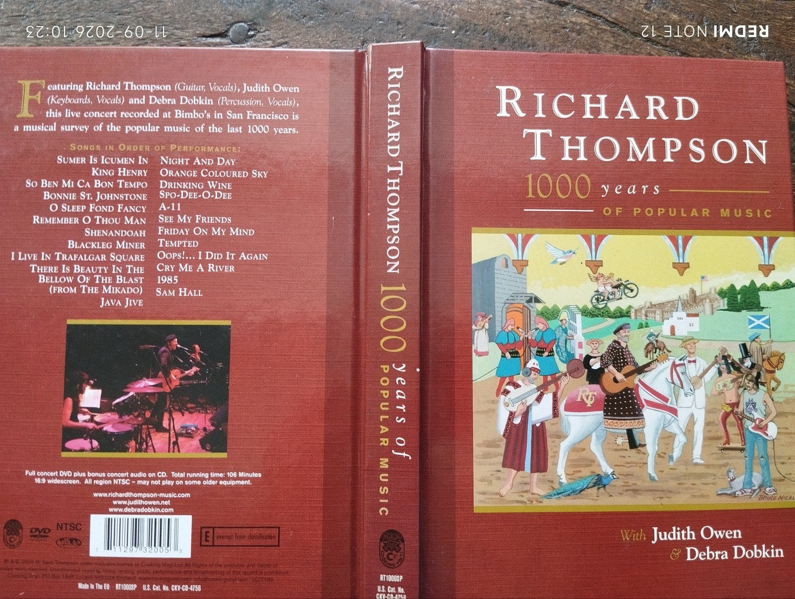 RICHARD THOMPSON 2dvd 1000 years of popular music concert!, Ophalen of Verzenden, Zo goed als nieuw, Poprock