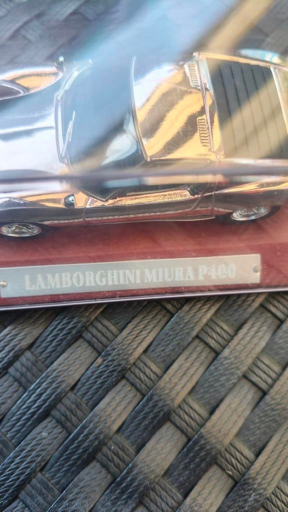 Lamborghini Miura P400 Verzilverd Modelauto, Ophalen of Verzenden, Zo goed als nieuw, Overige typen