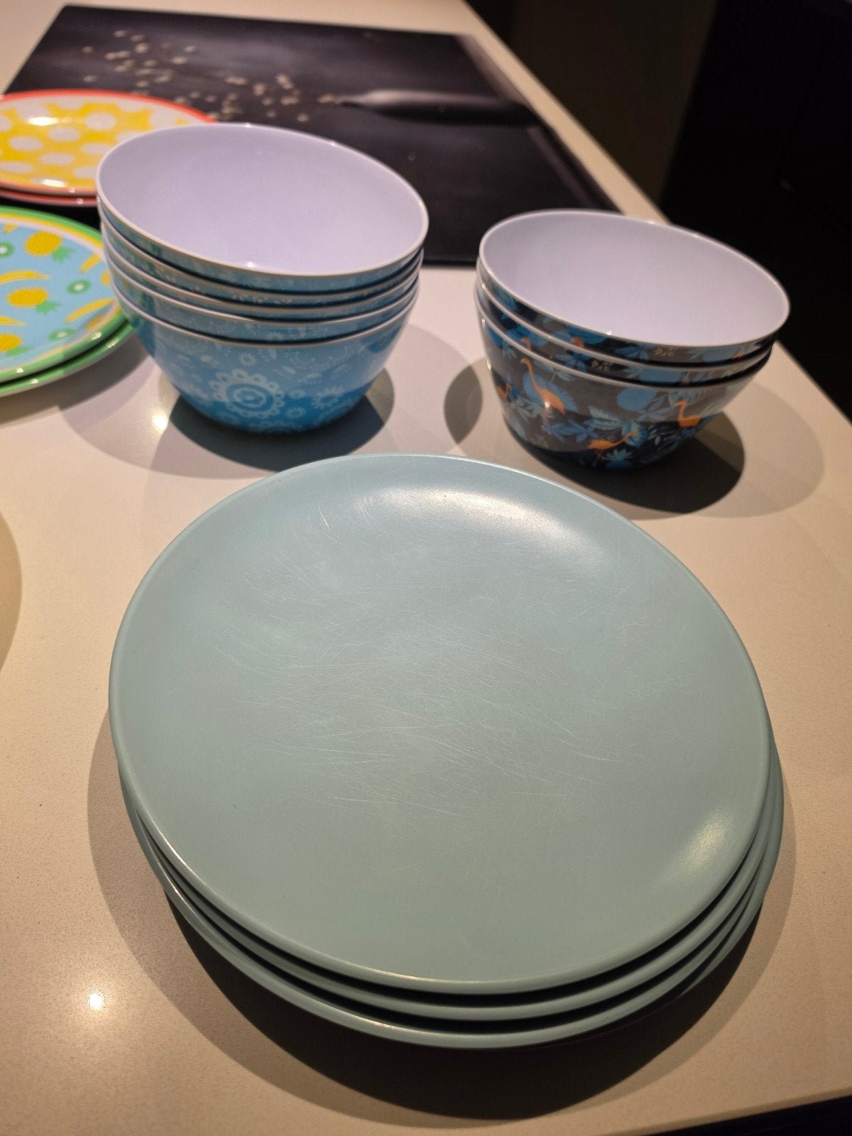 Servies set voor bv camping: Hema borden en Action schaaltje, Kunststof, Gebruikt, Ophalen of Verzenden, Bord(en)