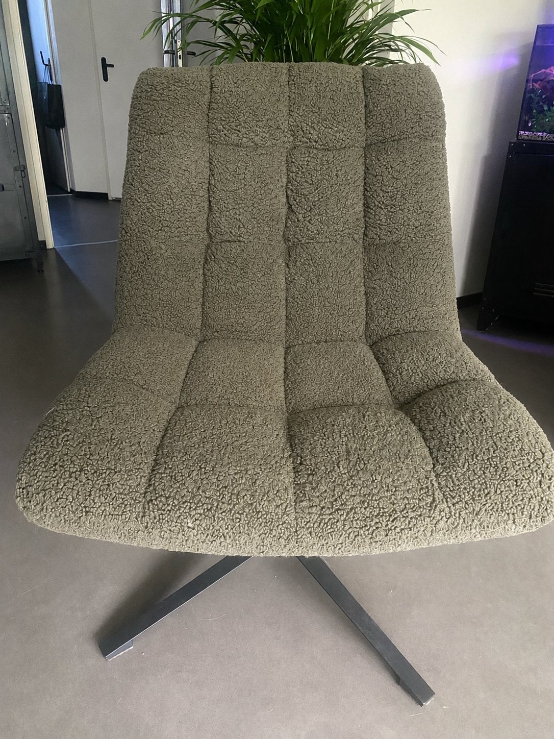 Woood fauteuil Job donkergroen Teddy, Ophalen, 75 tot 100 cm, Zo goed als nieuw, Stof
