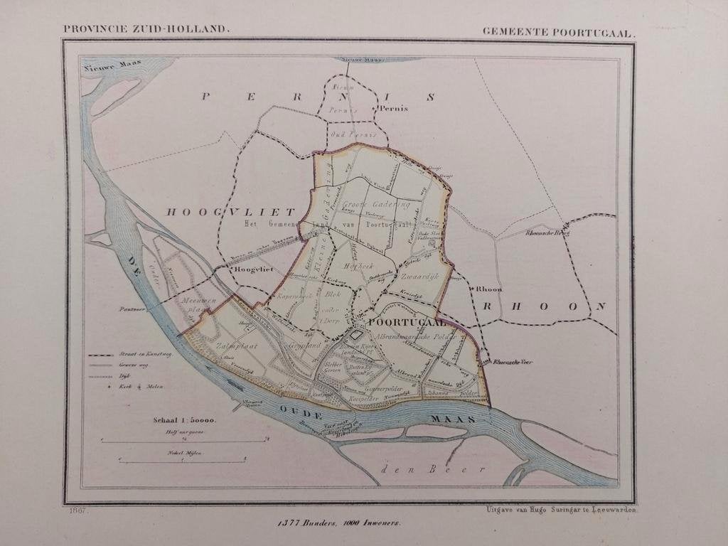 147 / Litho uit 1867 door J. Kuyper van Poortugal ZH, Antiek en Kunst, Ophalen of Verzenden