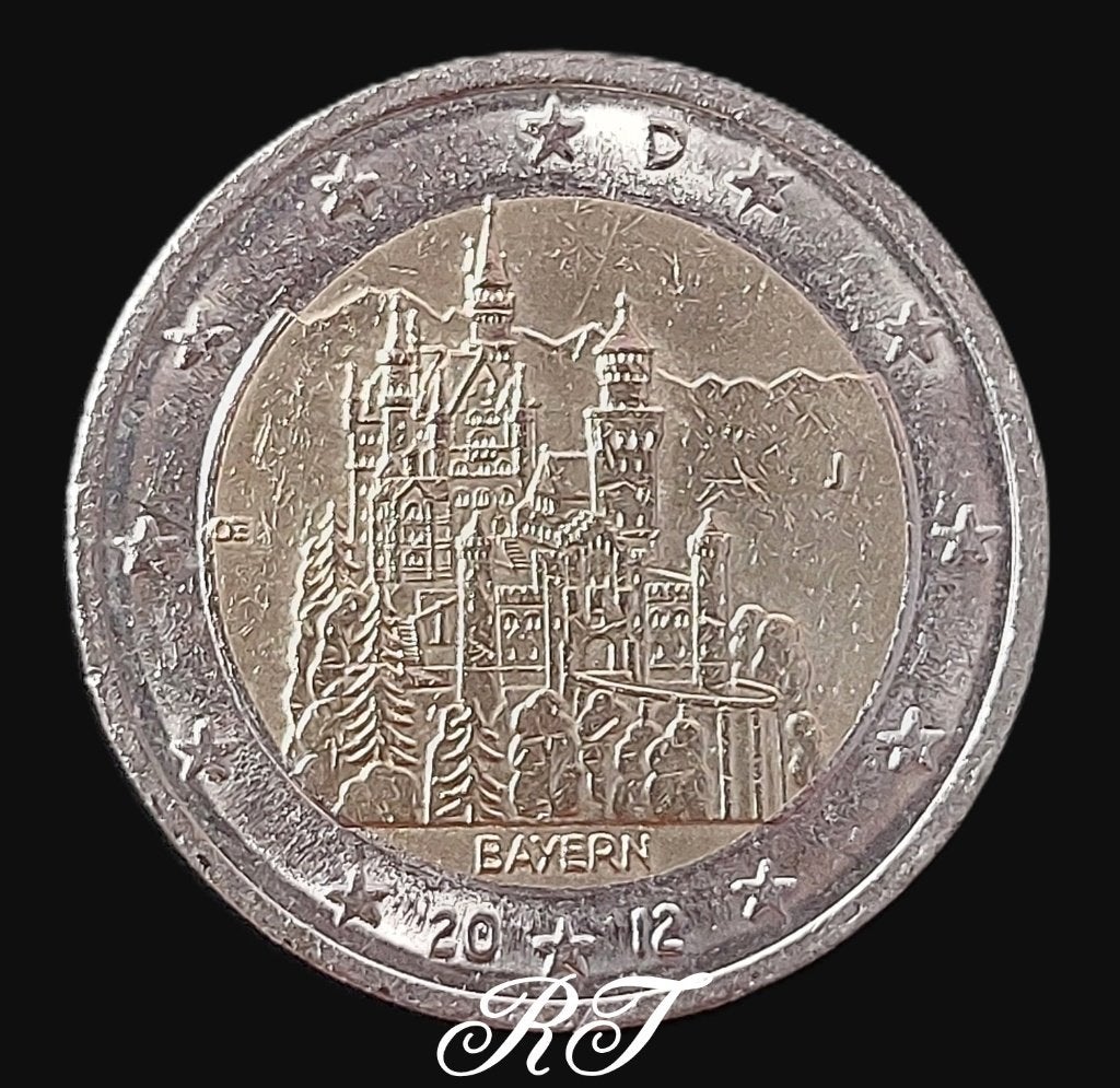 Duitse 2 euro munt Bavaria Neuschwanstein kasteel 2012., Ophalen of Verzenden, Duitsland, 2 euro, Losse munt