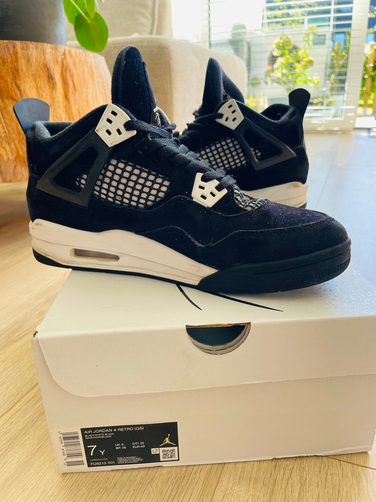 Nike air Jordan 4 retro white thunder maat 40 !, Ophalen of Verzenden, Gedragen, Zwart