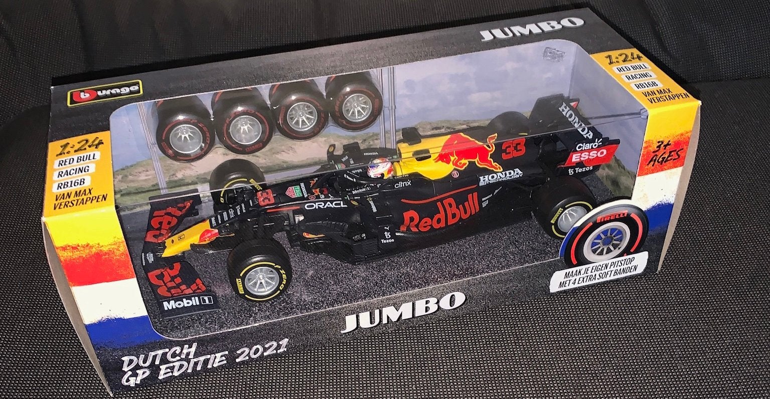 Max Verstappen RB16B schaal 1:24 - incl. extra soft banden, Verzamelen, Ophalen of Verzenden, Nieuw, Formule 1