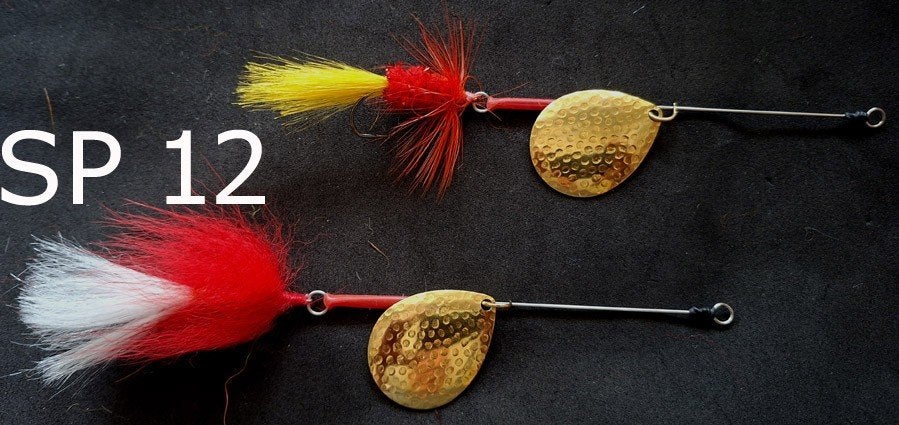 Set SP 12 van 2 gehamerde messing Colorado Snoekspinners, Watersport en Boten, Ophalen, Nieuw, Complete set