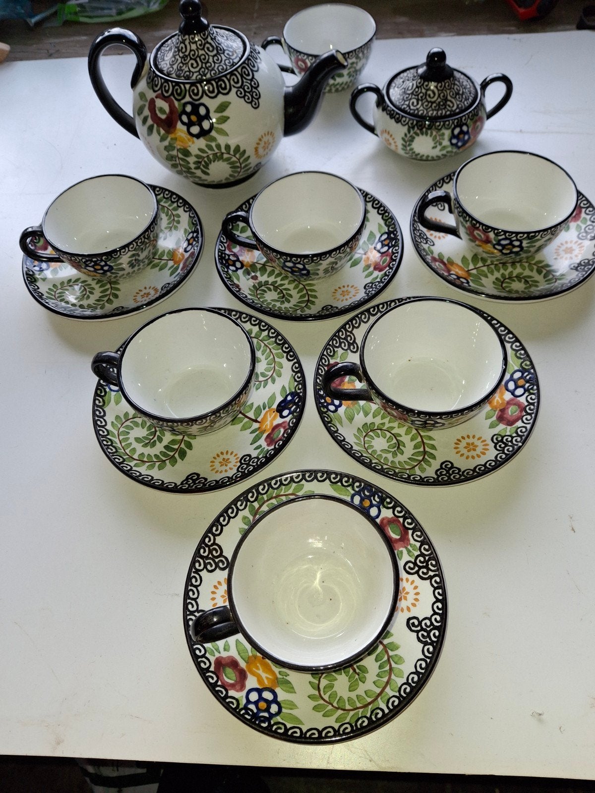 Vintage Schramberg theeservies - Handgeschilderd, Ophalen of Verzenden