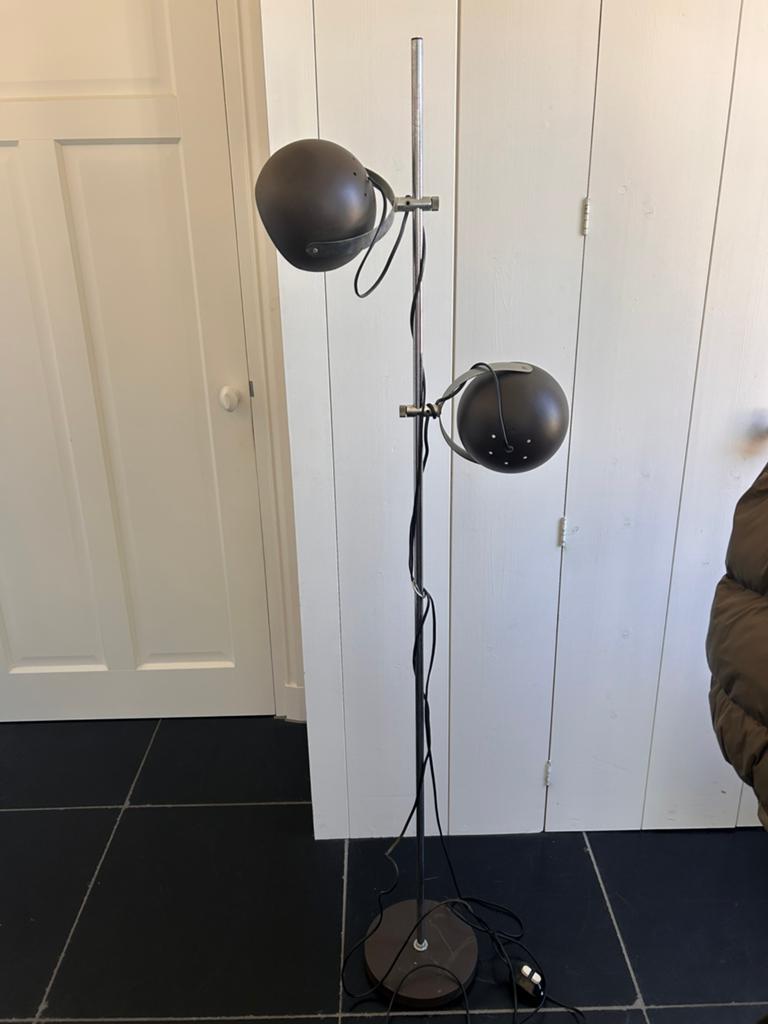 Herda eyeball vloerlamp lamp bruin space age vintage design, Ophalen, Gebruikt, 150 tot 200 cm, Space age