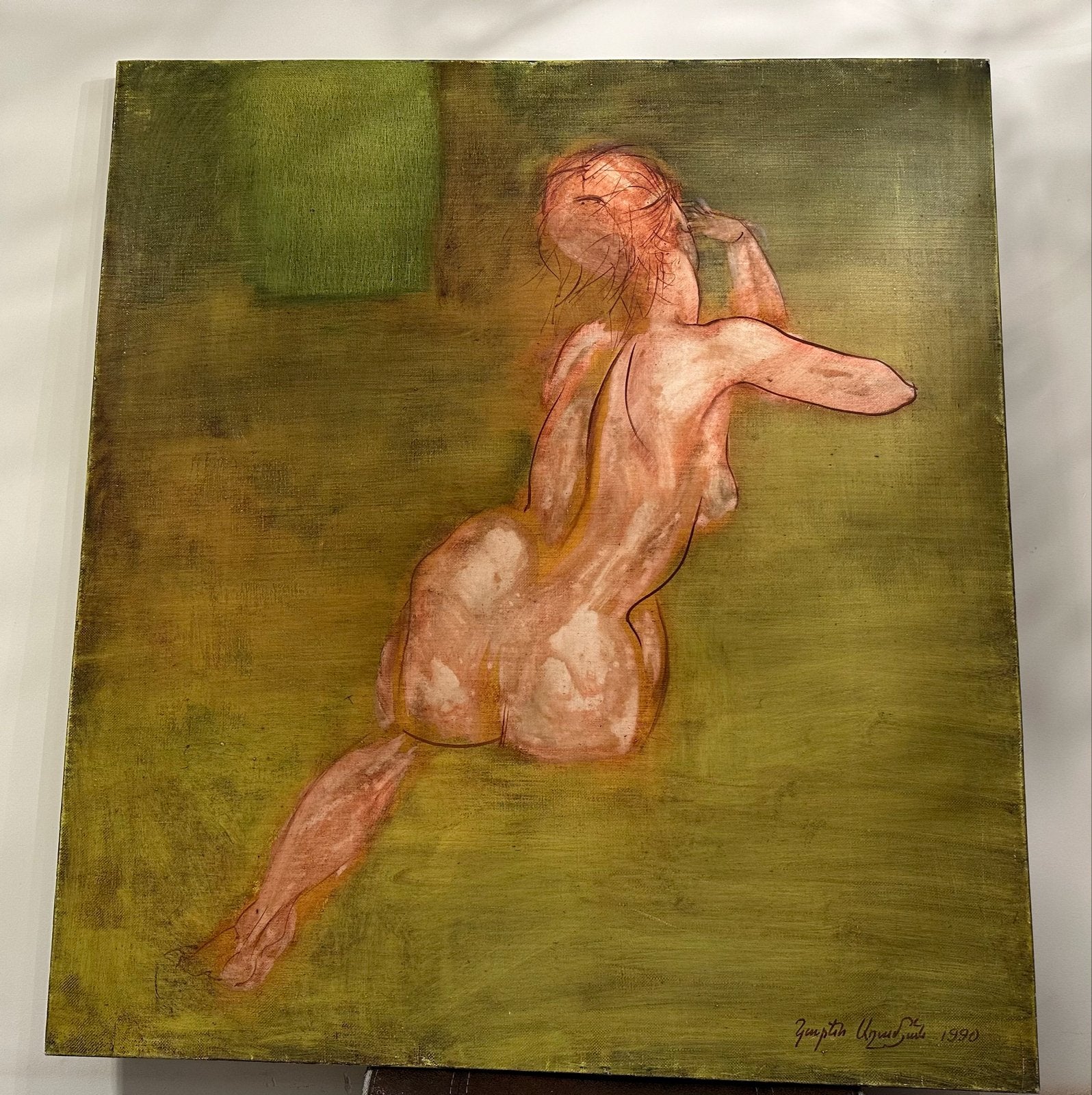 Karen Aghamyan - Naaktstudie (1990), Antiek en Kunst, Kunst | Schilderijen | Modern, Ophalen of Verzenden