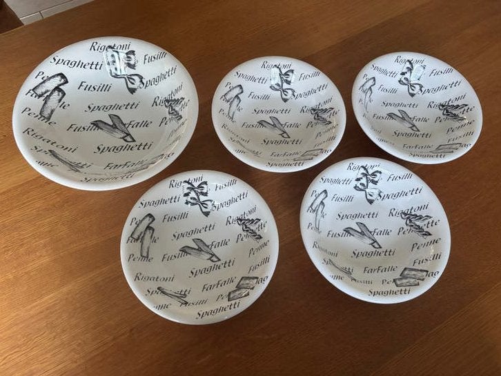 Set van 5 pastaborden., Keramiek, Ophalen of Verzenden, Zo goed als nieuw, Kom(men)