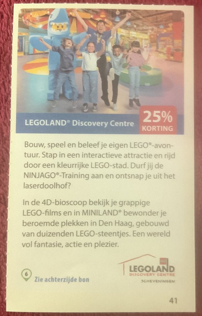Legoland Discovery Centre Scheveningen Voordeelbon, Drie personen of meer, Kortingskaart