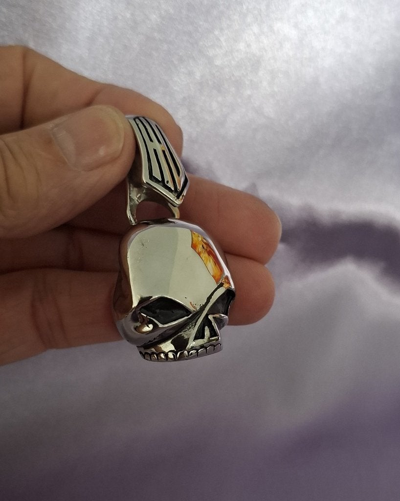 HD Biker Skull kettinghanger, Overige materialen, Verzenden, Nieuw, Kruis of Symbool