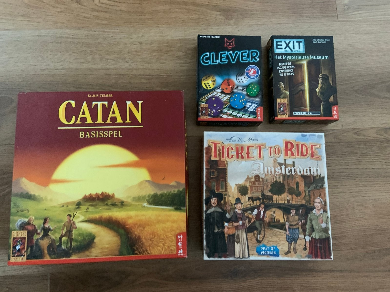 Bordspellen: Catan, Ticket to Ride, Clever, Exit, Een of twee spelers, Ophalen of Verzenden, Zo goed als nieuw