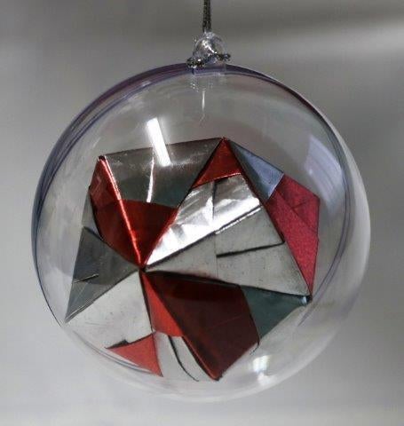 Origami kerstbal Hangertje Grootte: 8 cm doorsnee €.2,50, Diversen, Kerst, Ophalen of Verzenden, Nieuw