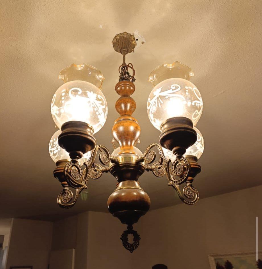 Antieke Kroonluchter, Huis en Inrichting, Lampen | Kroonluchters, Ophalen, Gebruikt, Glas