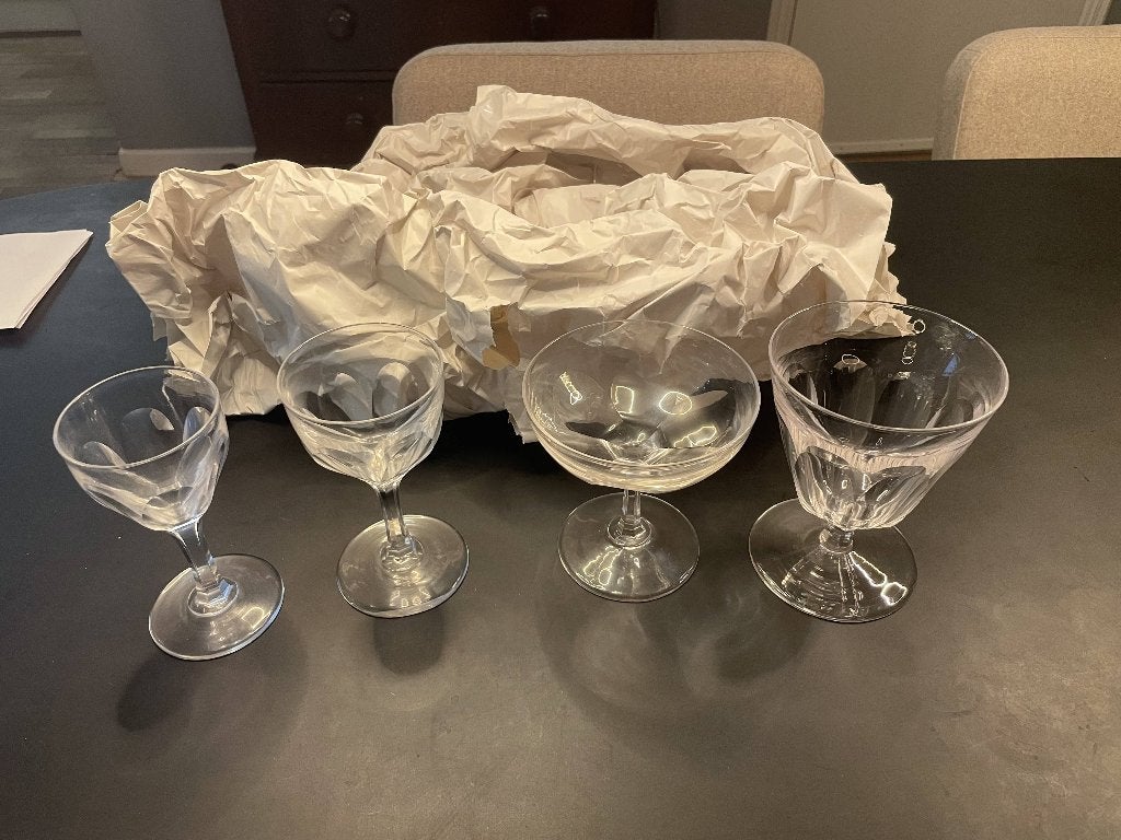 Kristallen glazen '30-'40. Champagne, likeur, wijn., Antiek en Kunst, Ophalen