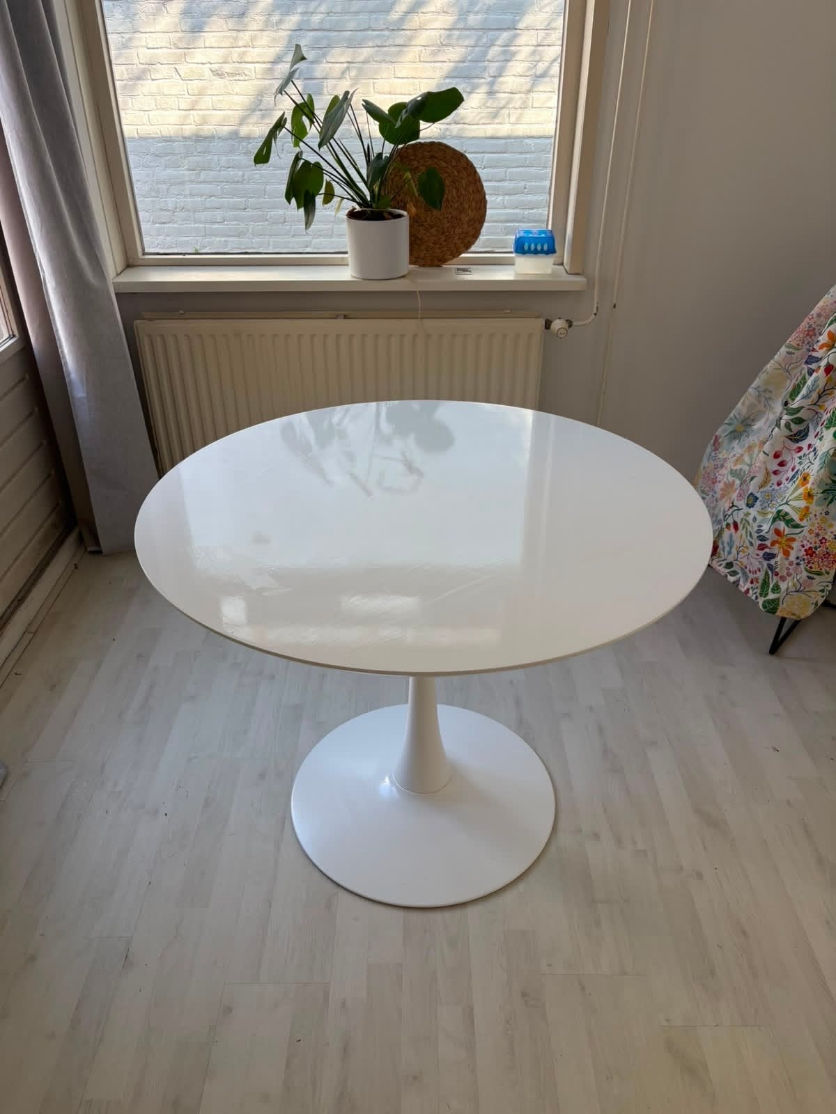 IKEA ronde witte tafel 100cm, Ophalen, Kunststof, Gebruikt, Rond