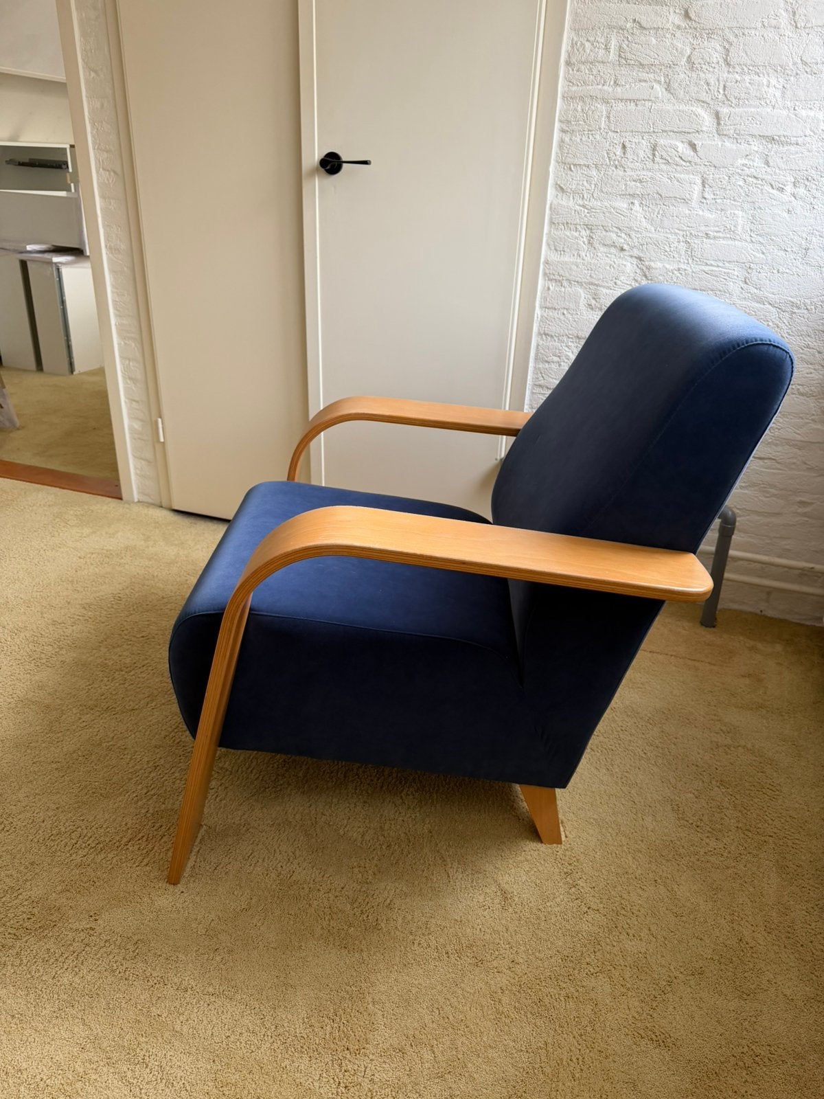 Leuke blauwe fauteuil, Ophalen, Gebruikt, 75 tot 100 cm, Stof