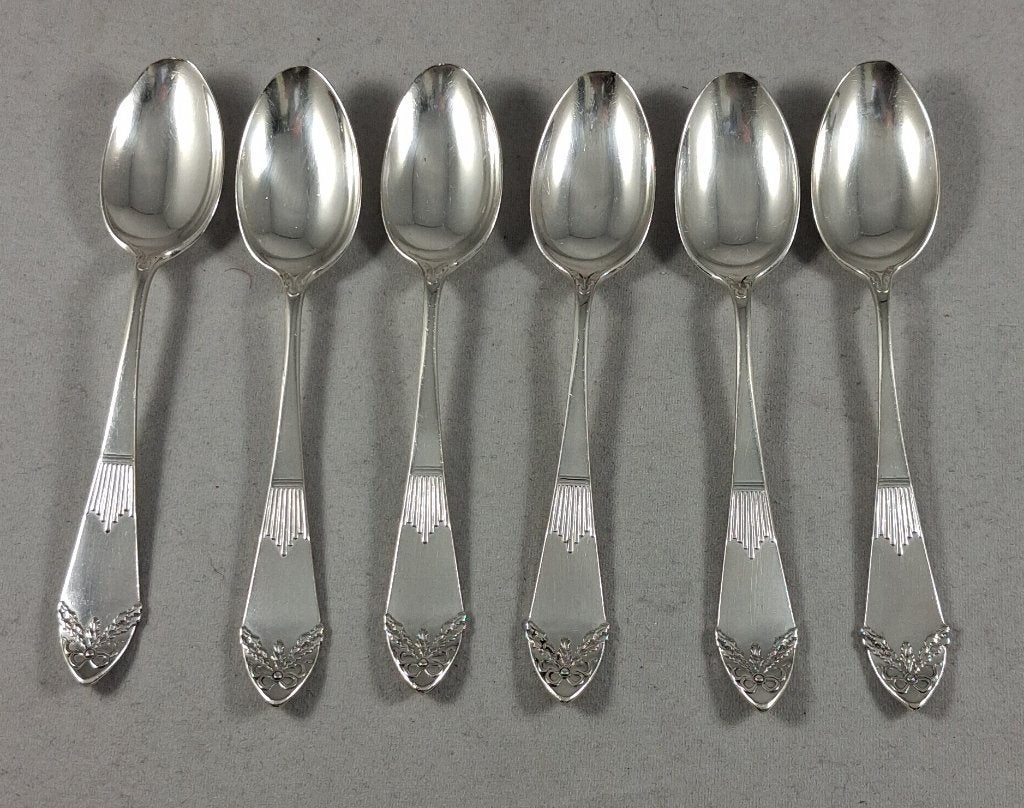 6 zilveren theelepels Guirlande 835 zilver, Ophalen of Verzenden, Zilver
