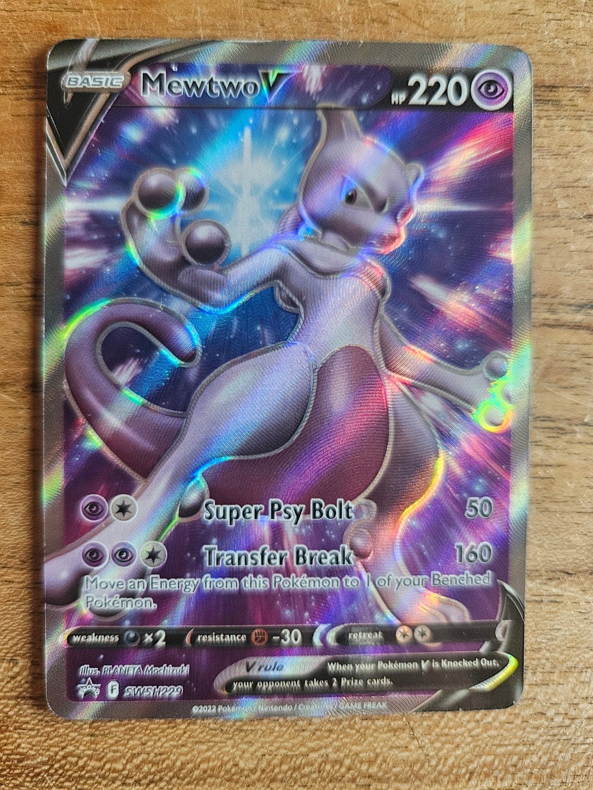 Mewtwto V SWSH229 NM Full Art Promo Rare Pokemon Card, Ophalen of Verzenden, Zo goed als nieuw