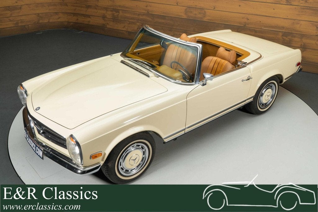Mercedes 280 SL Cabriolet | 1970, Auto's, Oldtimers, Achterwielaandrijving, Cabriolet, Beige, Handgeschakeld