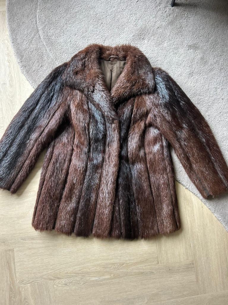 Vintage Dasco Bontjas Donkerbruin Maat S/M, Kleding | Dames, Maat 38/40 (M), Bruin, Dasco, Ophalen of Verzenden
