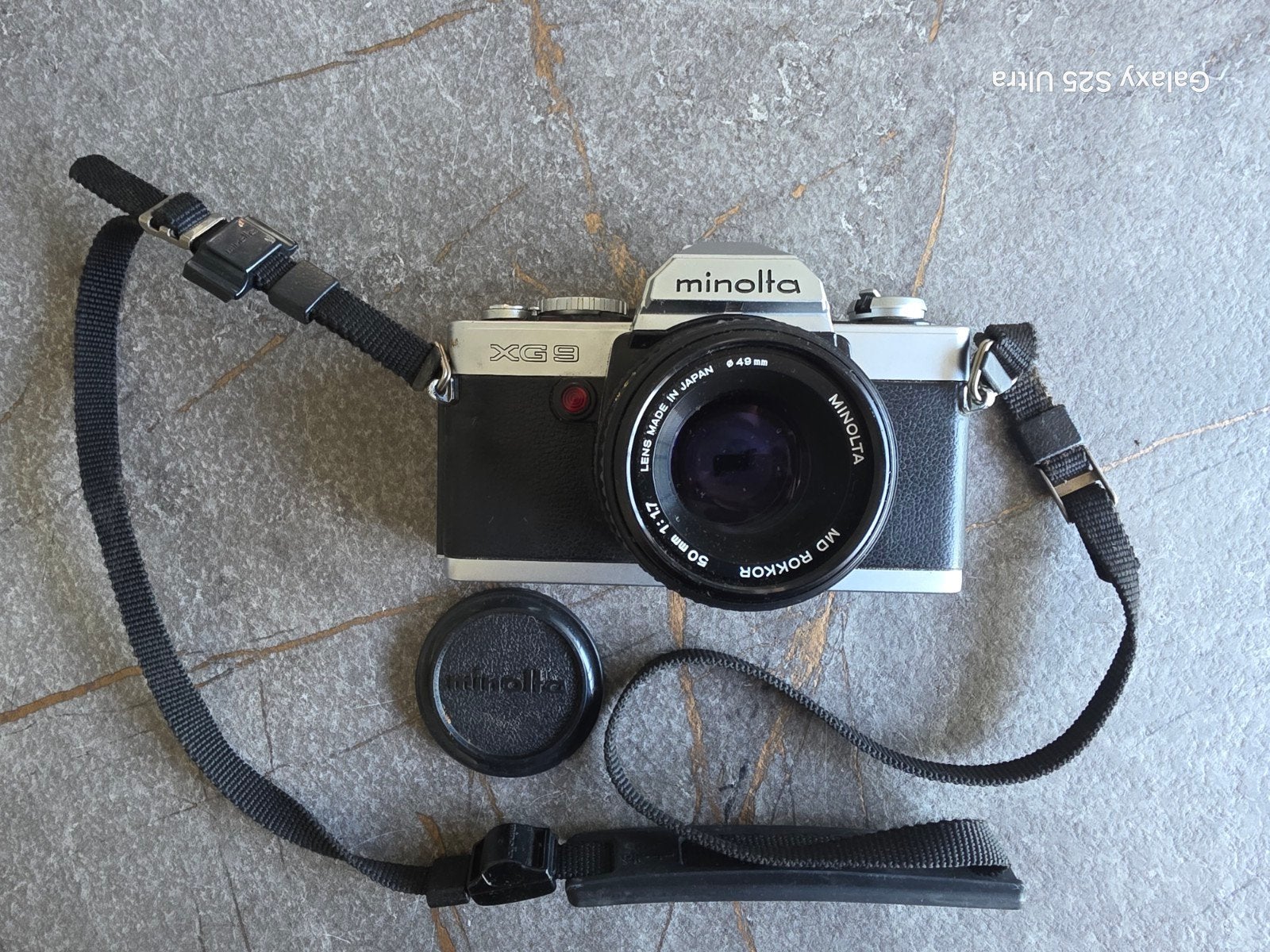 Minolta XG 9 spiegelreflexcamera met MD Rokkor 50mm 1:1.7, Ophalen of Verzenden, Gebruikt, Spiegelreflex, Minolta
