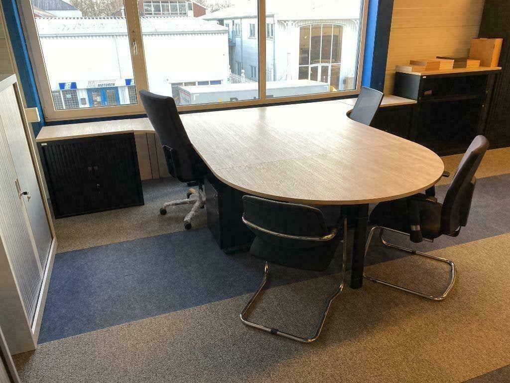 Duo opstelling wing bureaus scherpe setprijs!, Huis en Inrichting, Ophalen, Demontabel, Gebruikt, Bureau-kast combinatie