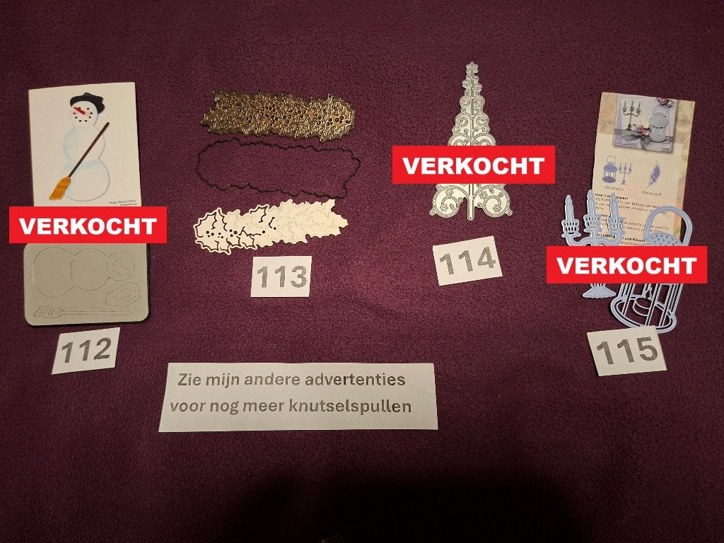 Kerst snijmallen (nr 112 t/m 115), Hobby en Vrije tijd, Kaarten | Zelf maken, Ophalen of Verzenden, Zo goed als nieuw, Kerst, Pons of Mal