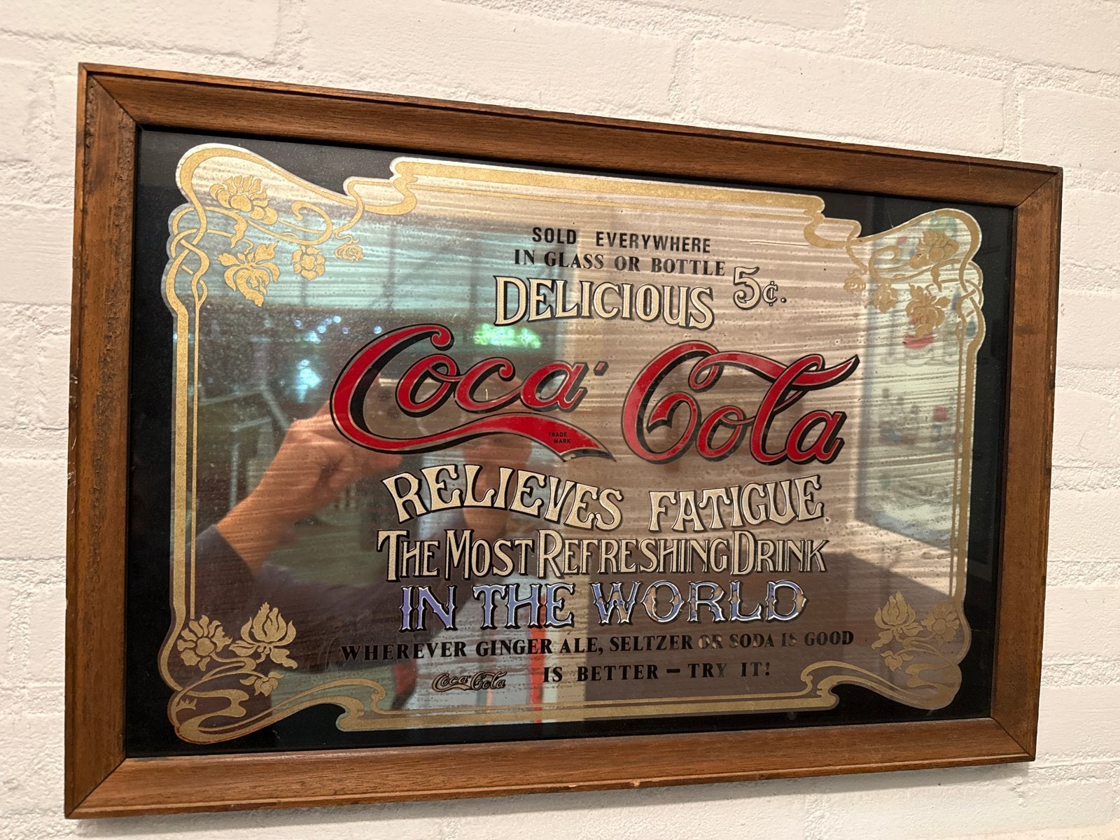 Coca-Cola spiegel voor mancave of bar, Ophalen, Gebruikt, 75 tot 100 cm, Minder dan 100 cm