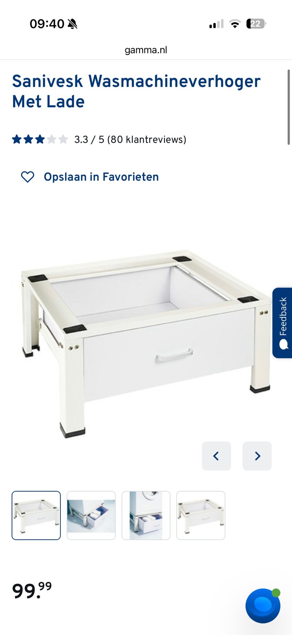 Sanivesk Wasmachineverhoger Met Lade, Witgoed en Apparatuur, Wasmachines, Ophalen, Gebruikt, 1200 tot 1600 toeren, 85 tot 90 cm
