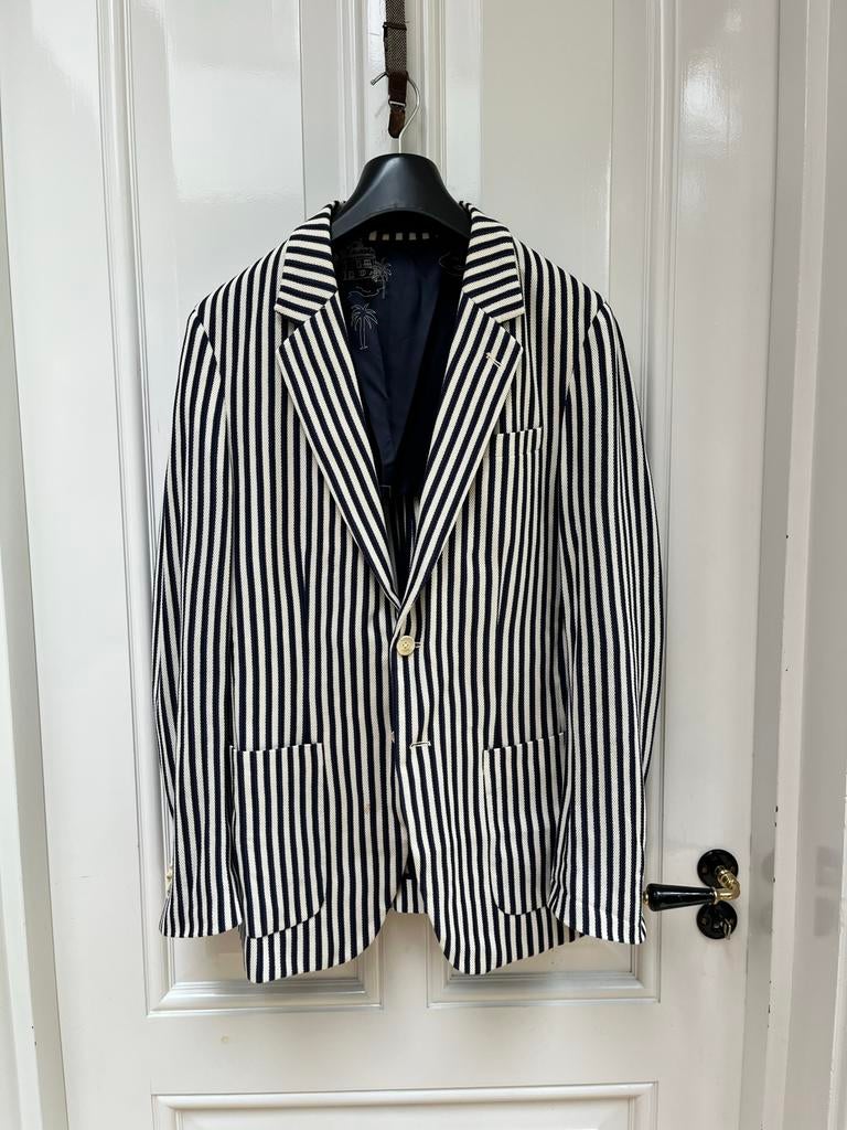 Scotch & Soda marineblauw gestreept jasje - Maat M, Ophalen of Verzenden, Zo goed als nieuw, Maat 48/50 (M), Blauw