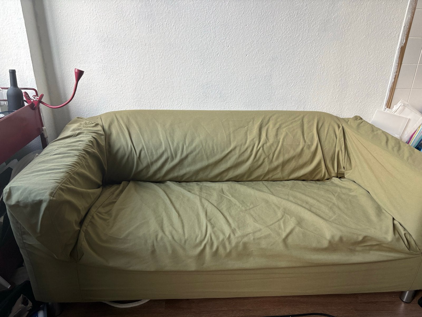 Comfortabele 2-zitsbank - Olijfgroen, Gebruikt, 150 tot 200 cm, Tweepersoons, 75 tot 100 cm