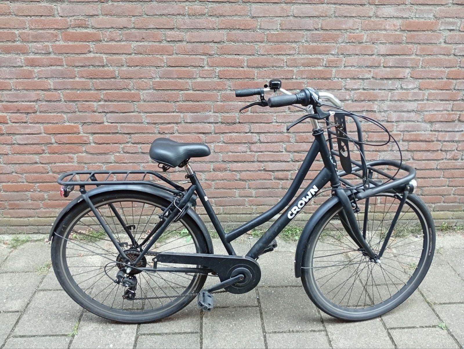 Crown Transportfiets 28 inch - Zwart, Fietsen en Brommers, Fietsen | Dames | Damesfietsen, Gebruikt, Velgrem, Versnellingen, 50 tot 53 cm