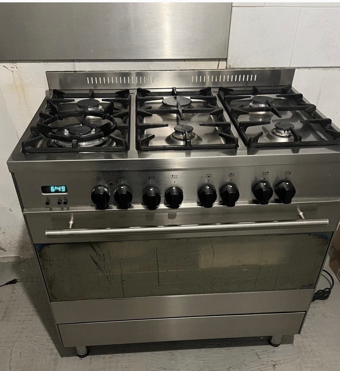 RVS Fornuis met Gas Kookplaat en Oven, Ophalen, Gebruikt, 60 cm of meer, Gas