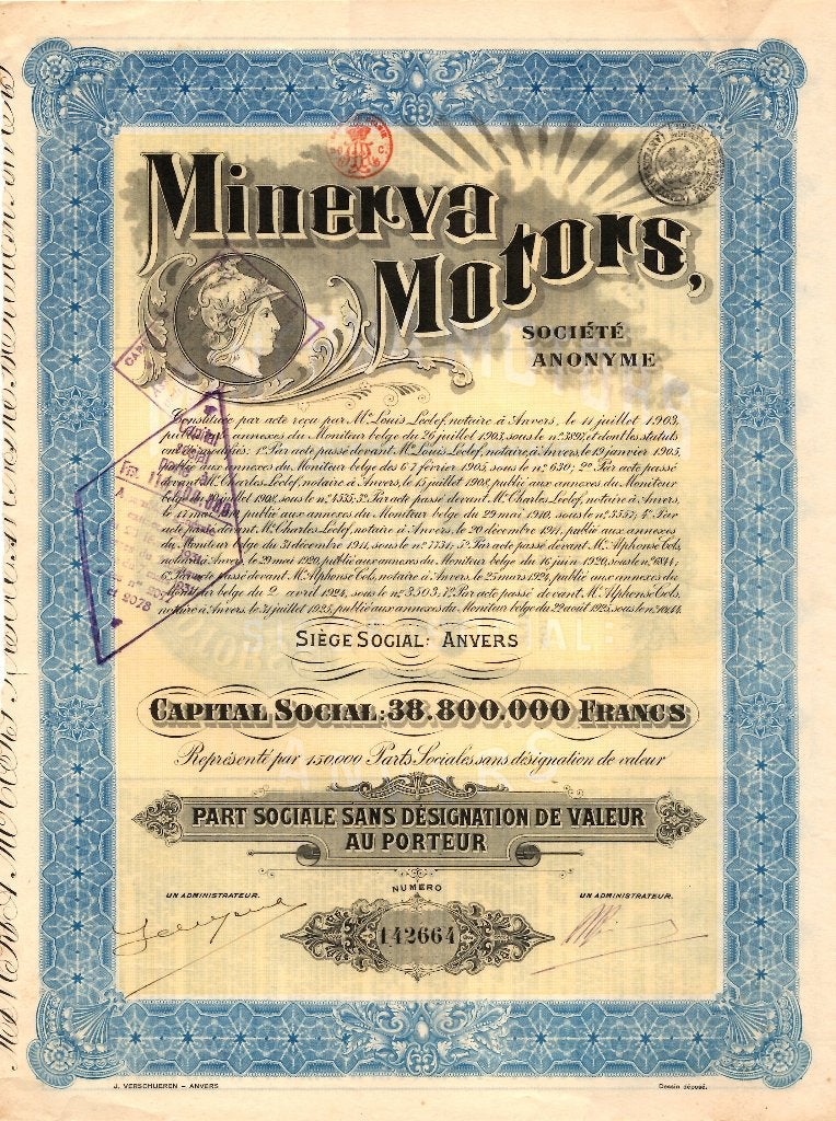Belge - Minerva Motors, Anvers-Antwerpen, Ophalen of Verzenden