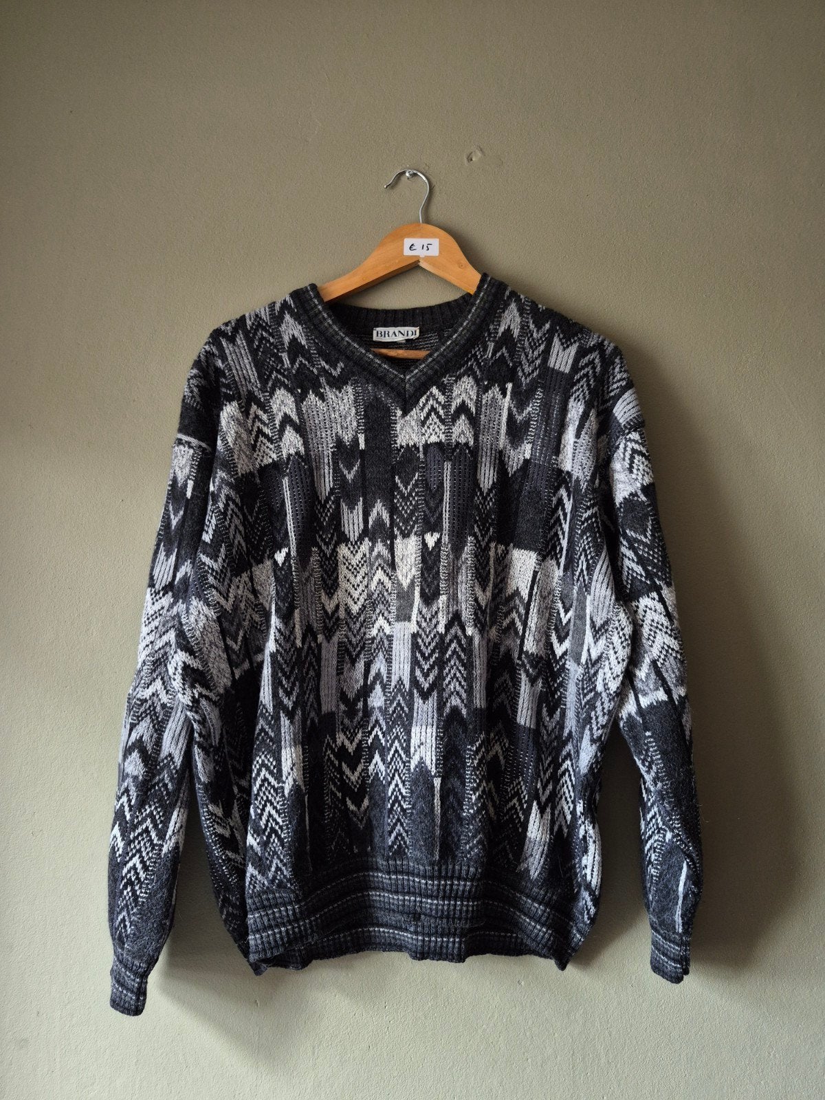 Vintage Oversized Grandpa Sweater - Maat L, Maat 52/54 (L), ScotsPine, Meerkleurig, Vintage