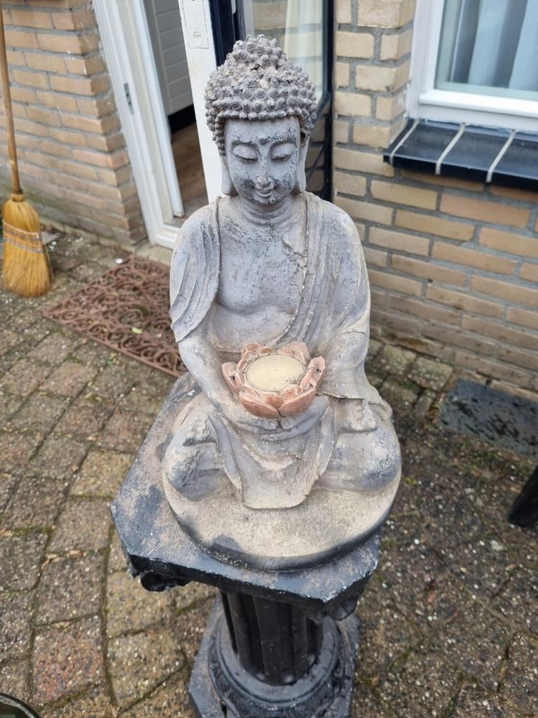 Boeddha beeld met lotusbloem, Tuin en Terras, Tuinwanddecoratie, Ophalen, Gebruikt