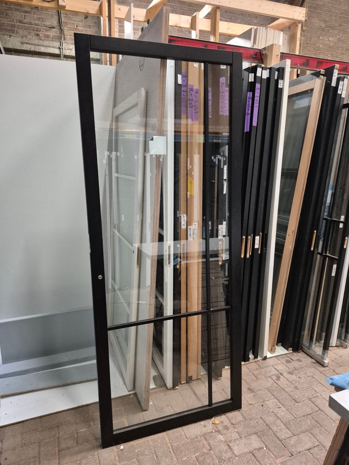 93x231,5cm binnendeur opdek R staallook zwart blank gl JHD12, Doe-het-zelf en Verbouw, Deuren en Horren, Ophalen, 80 tot 100 cm