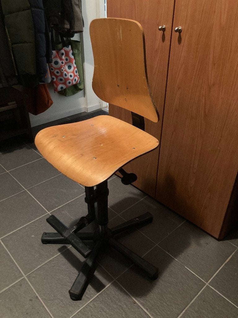 Bimos  verstelbare werkstoel voor werkplaats/lab/hobby, Ophalen, Gebruikt, Beige, Bureaustoel