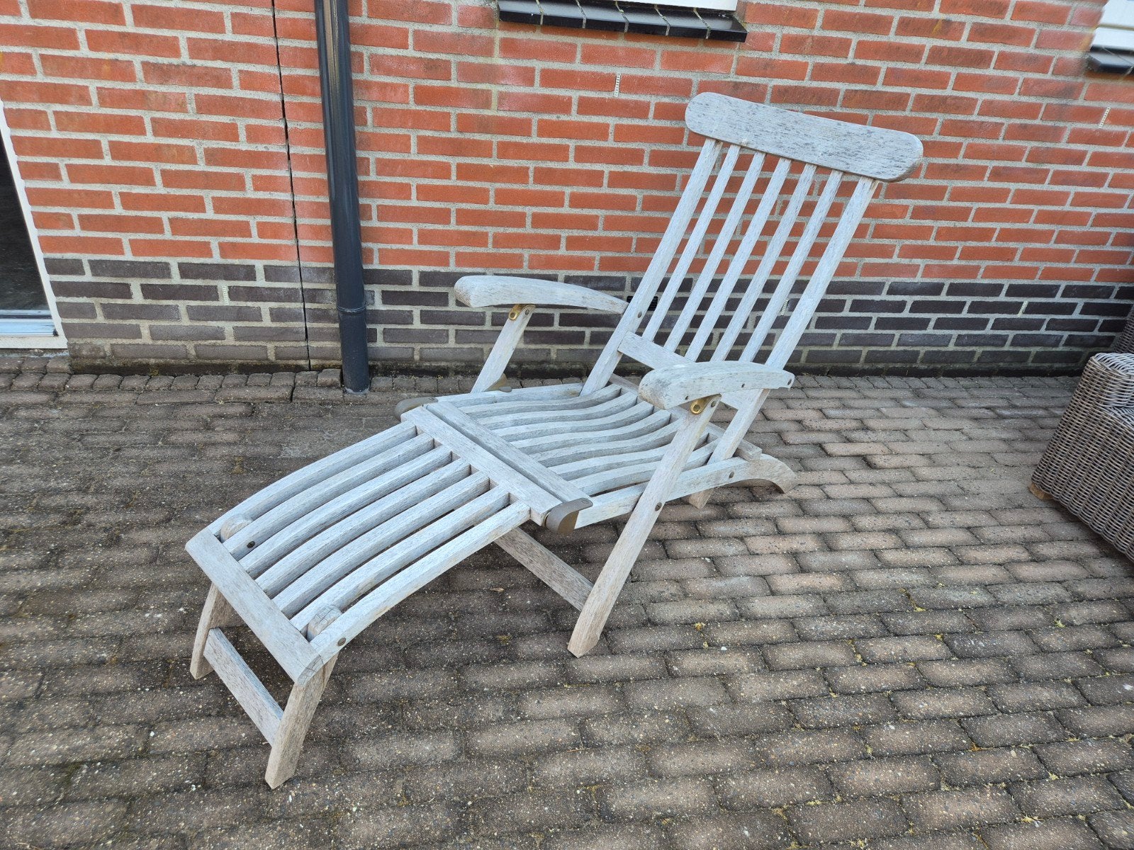 Teakhouten deckchair / ligstoel - verstelbaar en inklapbaar, Ophalen, Gebruikt, Teakhout, Verstelbaar