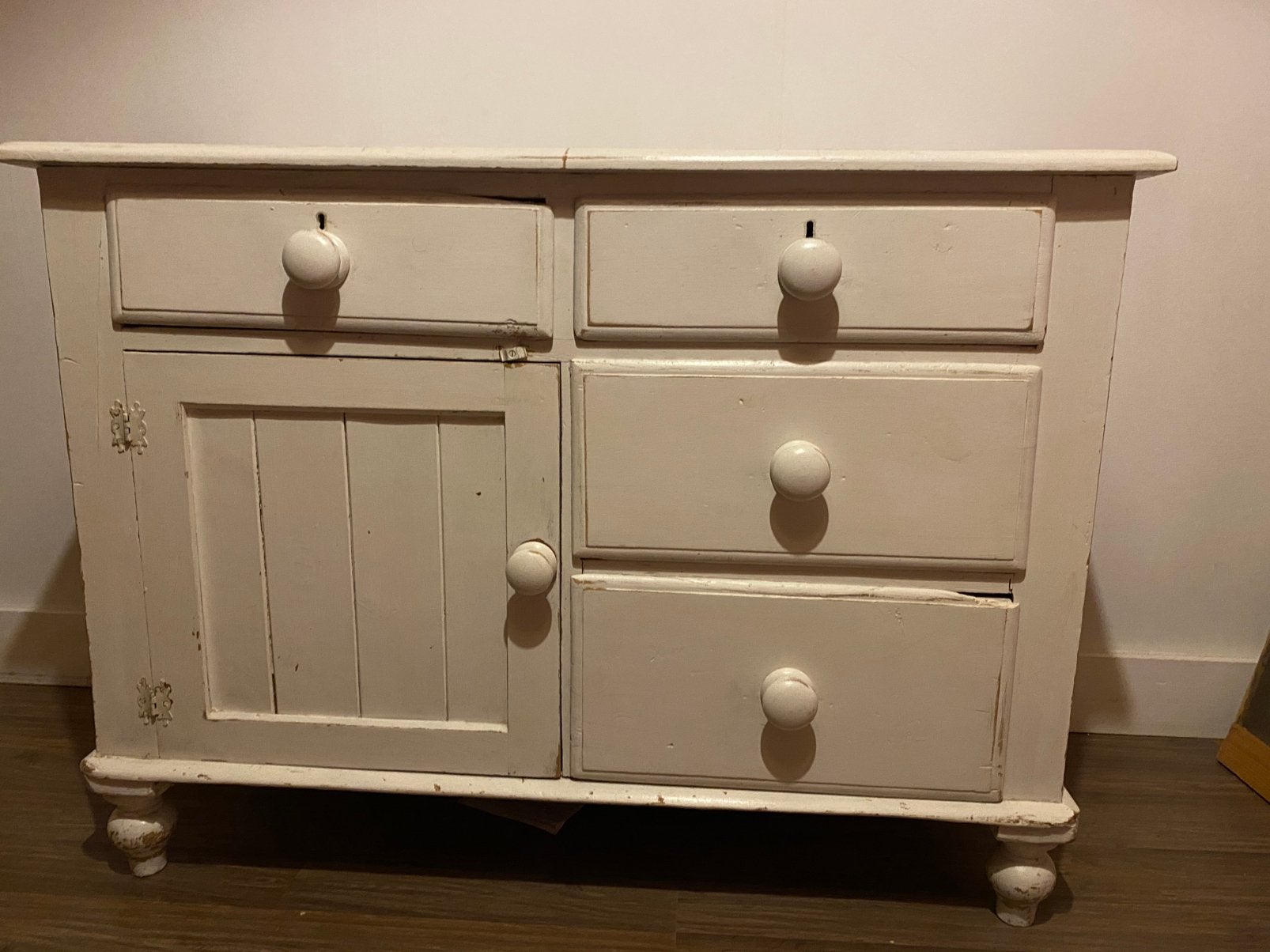 Leuke antiek Engels kastje wit, Ophalen, Zo goed als nieuw, 25 tot 50 cm, 50 tot 100 cm