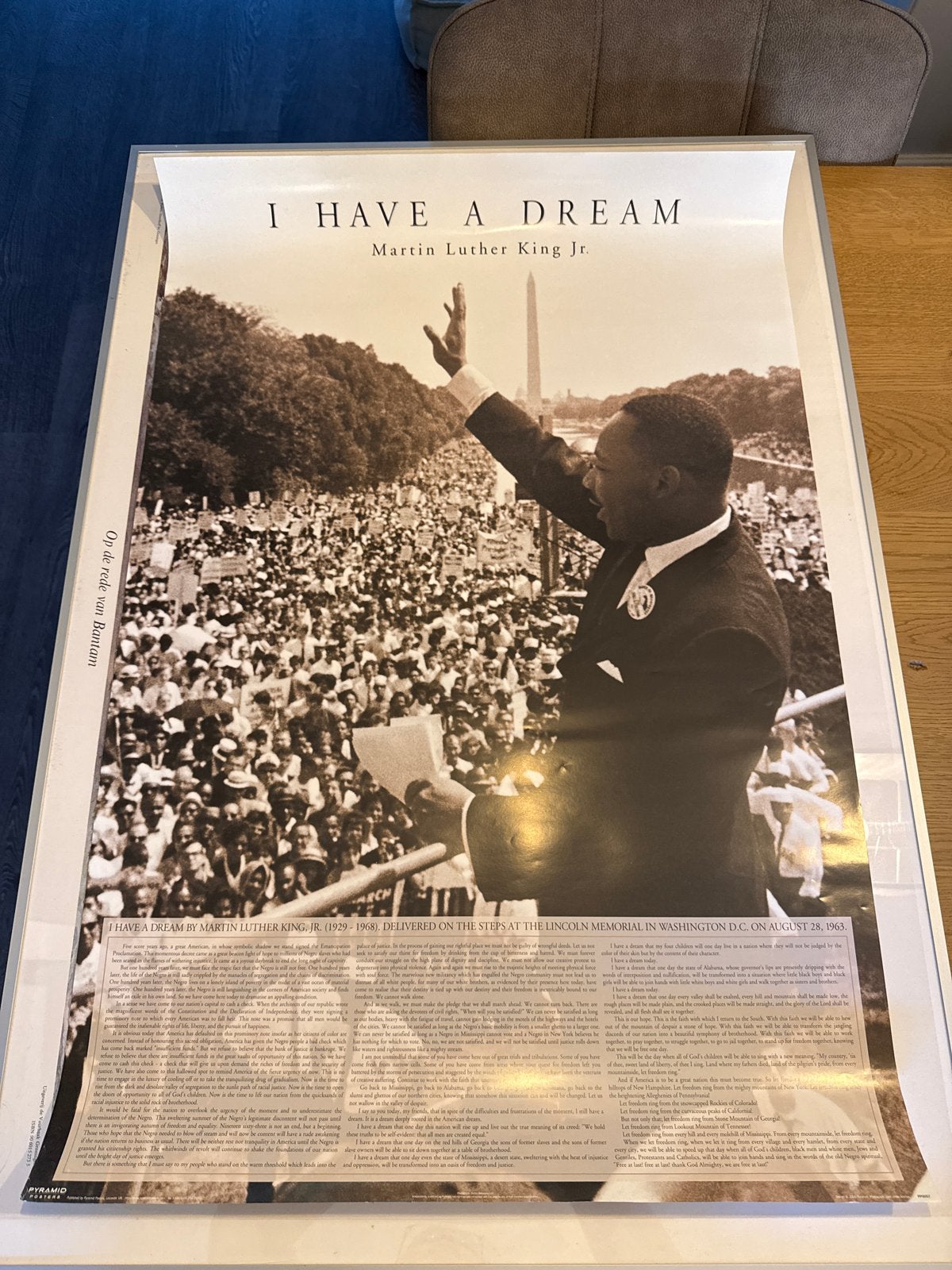 Poster Martin Luther King Jr. "I Have a Dream" (ingelijst), Ophalen, Rechthoekig Staand, Met lijst, Zo goed als nieuw
